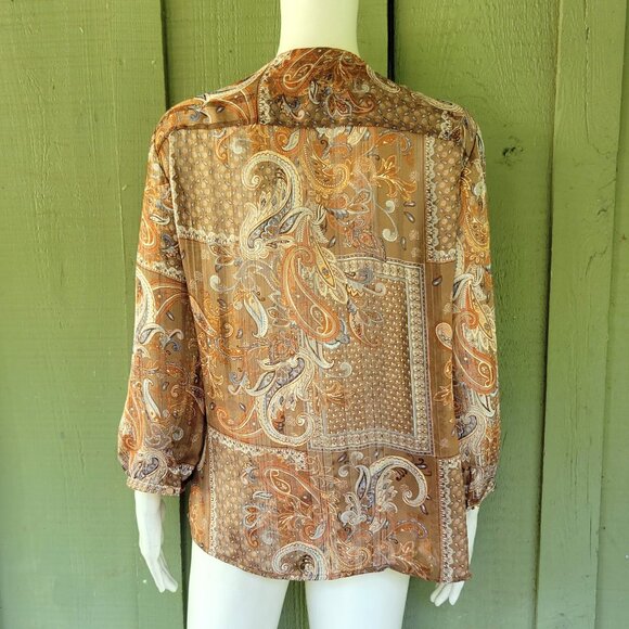 CHICO'S Light Brown Print Tunic Top Sz 2 or US 12 - Picture 2 of 3